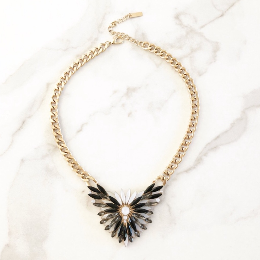 Black & Gray Marquise Statement Necklace